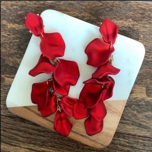 NWOT Red Rose Petal Statement Earrings